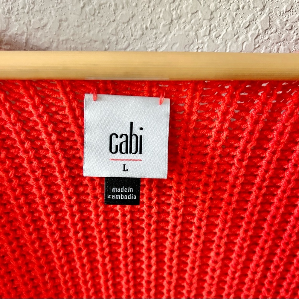 Cabi Ruby Pullover Knit Top Size Large Red Orange… - image 5